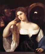 TIZIANO Vecellio, Portrait d'une femme a sa toilette